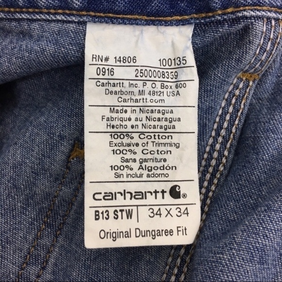 CARHARTT Carpenter Jeans Original Dungaree Fit Painter Denim Cargo Size 34 x 34 - Picture 8 of 9